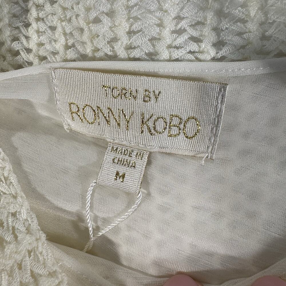 Torn by Ronny Kobo The Kate Dress Knit Sleeveless Bead Accents Color Pearl Sz M - Picture 7 of 13